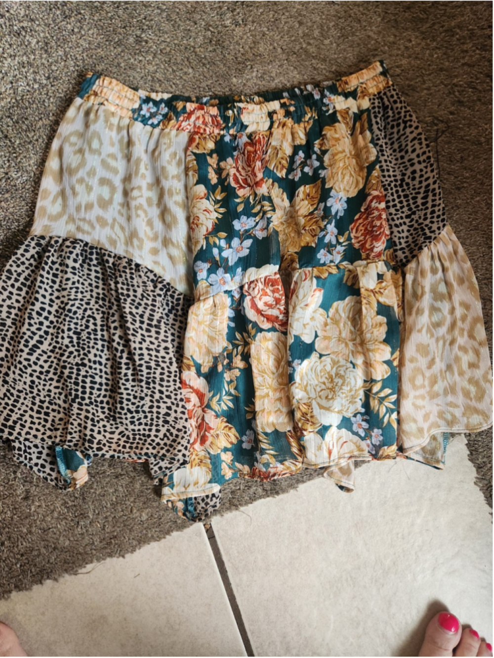 Umgee Floral Animal Print Tiered Skirt Size S - Picture 2 of 6